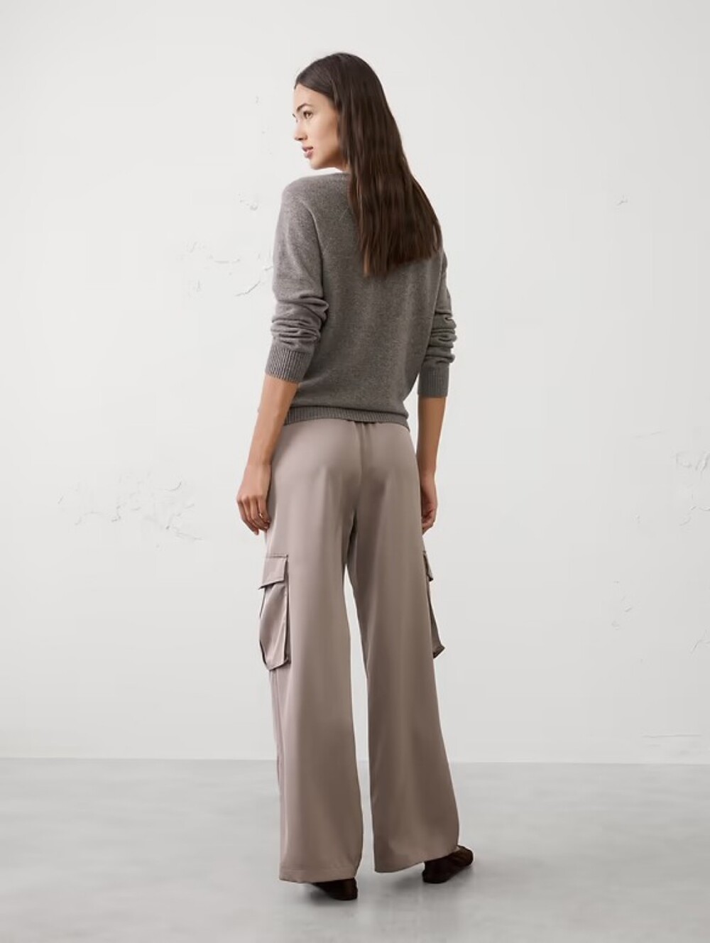 NWT BANANA REPUBLIC | $110 Satin Wide Leg Cargo Pants - Picture 2 of 6